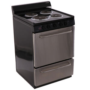 Premier 24 in. 3.0 cu. ft. Oven Freestanding Electric Range with 4 Coil Burners - Stainless Steel, , hires