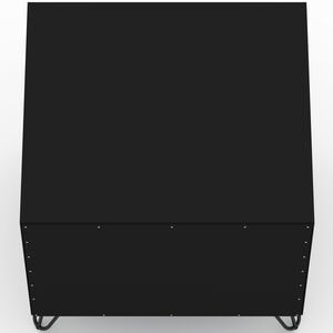 Manhattan Comfort Rockefeller Mid-Century Modern 2-Drawer Nightstand Black, Black, hires
