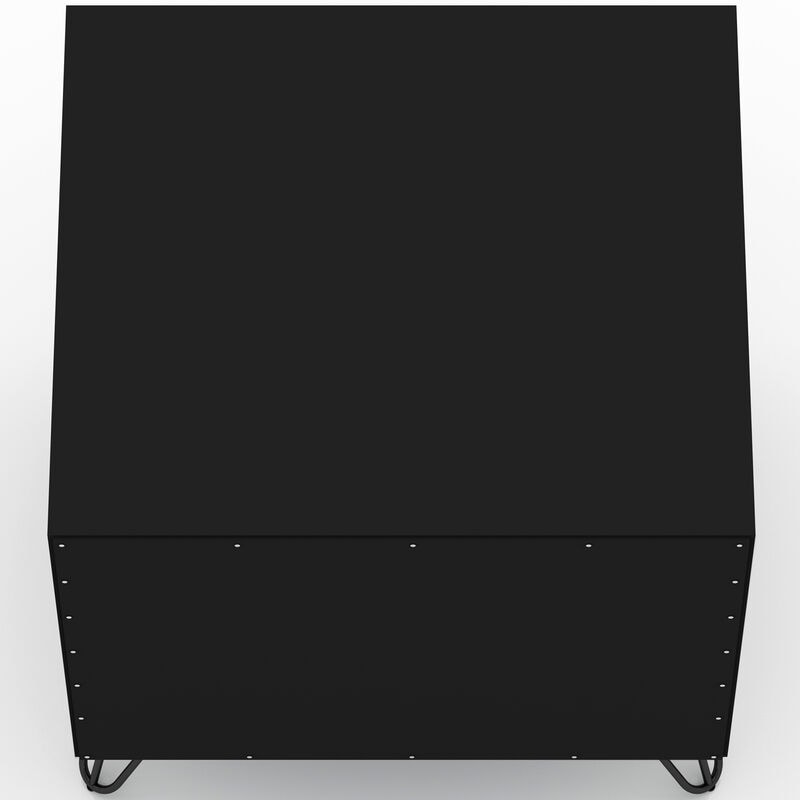 Manhattan Comfort Rockefeller Mid-Century Modern 2-Drawer Nightstand Black, Black, hires
