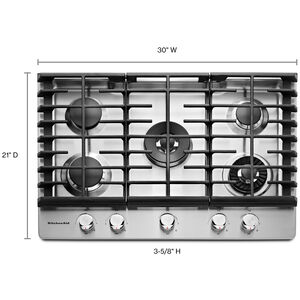 KitchenAid 30 in. 5-Burner Natural Gas Cooktop with Griddle, Simmer Burner & Power Burner - Stainless Steel, , hires