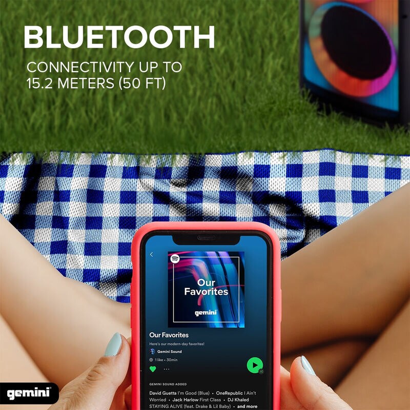 Gemini 360 Portable Bluetooth Speaker with LED Party Lighting - Black, , hires