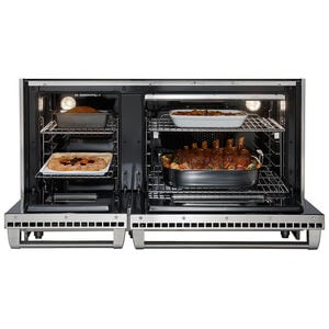 Wolf 48 in. 6.9 cu. ft. Standard Convection Double Oven Gas Range with 4 Sealed Burners & Griddle - Stainless Steel, , hires