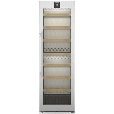 Liebherr 24 in. Freestanding Wine Cabinet with Wood Racks, Dual Temperature Zones & 155-Bottle Capacity - Stainless Steel | W5250