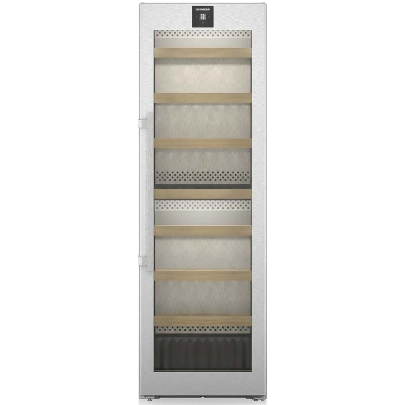Liebherr 24 in. Freestanding Wine Cabinet with Wood Racks, Dual Temperature Zones & 155-Bottle Capacity - Stainless Steel, , hires