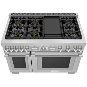 Thermador Pro Grand Professional Series 48 in. 8.2 cu. ft. Smart Convection Double Oven Freestanding Gas Range with 6 Sealed Burners & Griddle - Stainless Steel, , hires