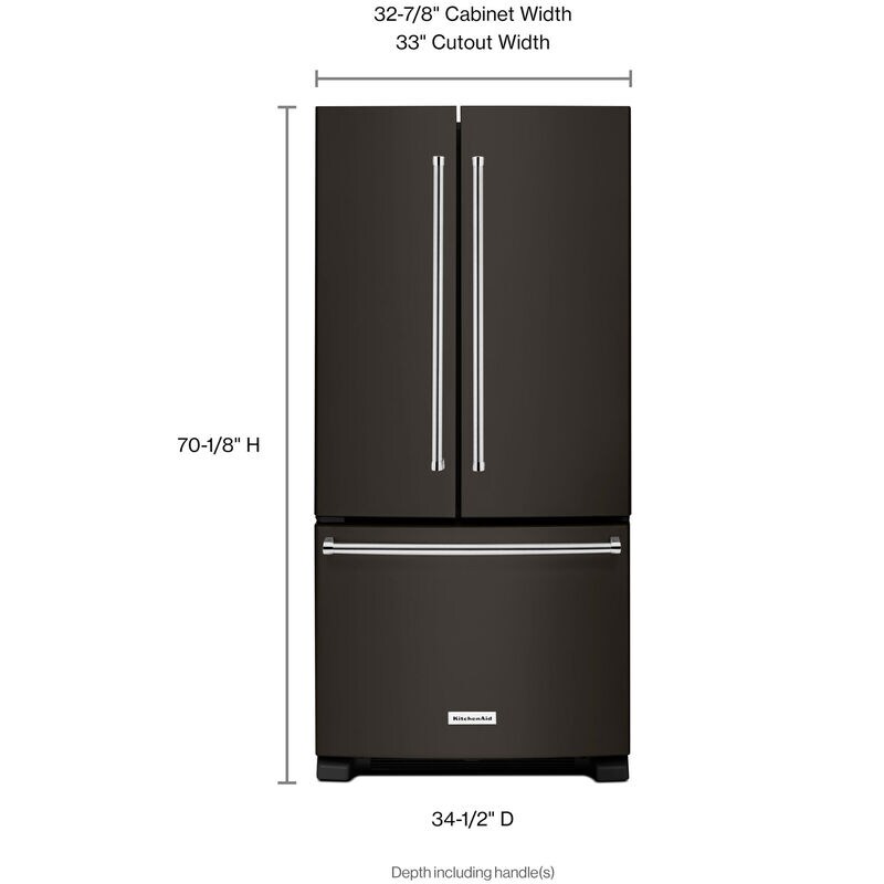 KitchenAid 33 in. 22.1 cu. ft. French Door Refrigerator with Internal Water Dispenser - Black Stainless Steel with PrintShield Finish, Black Stainless Steel with PrintShield Finish, hires