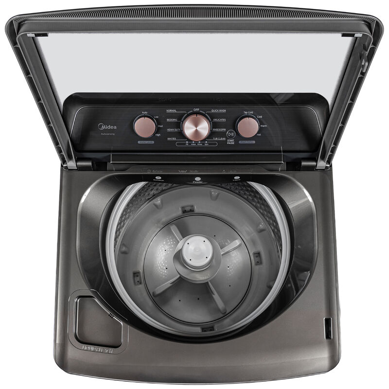 Midea 26 in. 4.1 cu. ft. Top Load Washer with Power Wave 360 Agitator - Metallic Gray, Black, hires