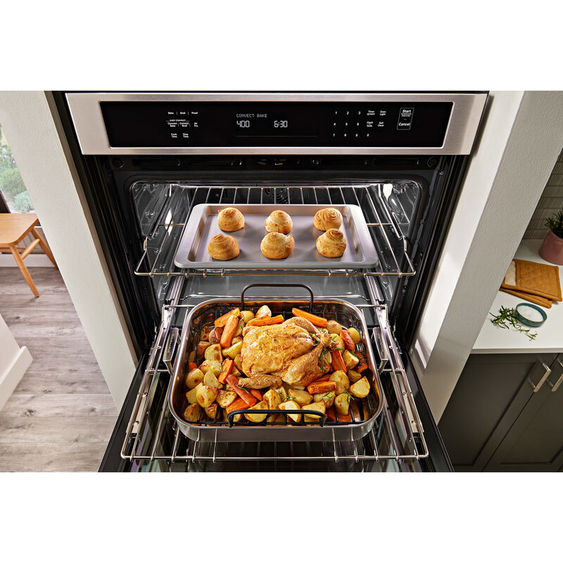 KitchenAid 30 in. 10.0 cu. ft. Electric Double Wall Oven with True European Convection & Self Clean - Black Stainless Steel with PrintShield Finish, , hires