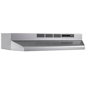 Broan 41000 Series 24 in. Standard Style Range Hood with 2 Speed Settings & 1 Incandescent Light - Stainless, , hires