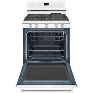 KitchenAid 30 in. 5.8 cu. ft. Convection Oven Freestanding Gas Range with 5 Sealed Burners & Griddle - White, White, hires