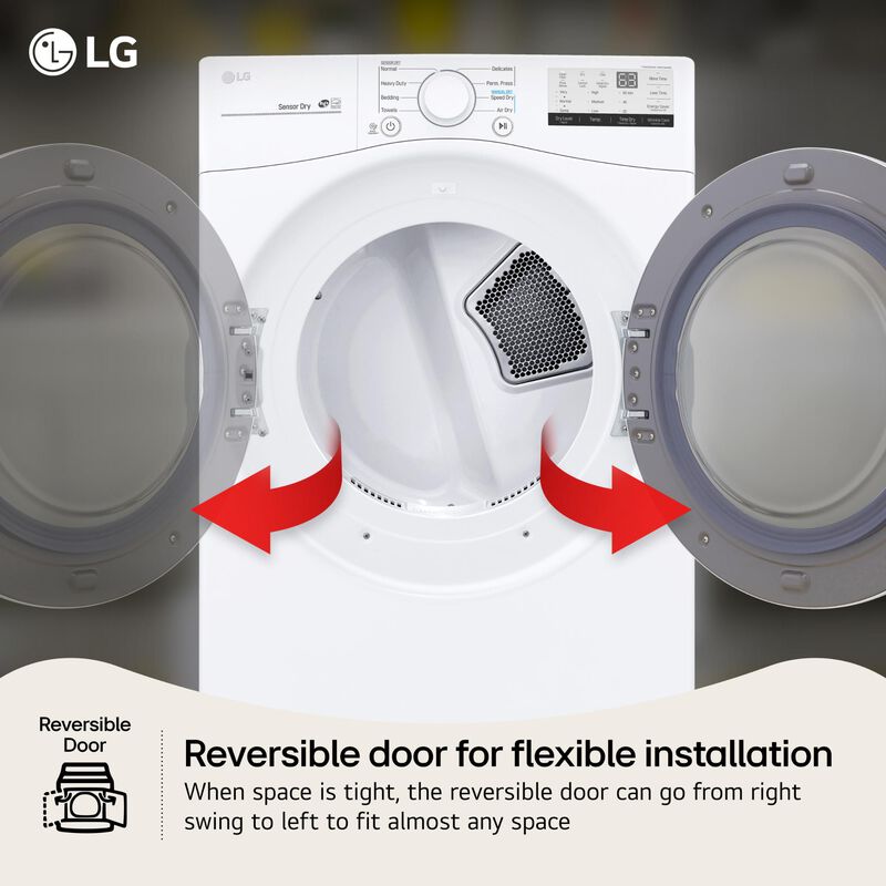 LG 27 in. 7.4 cu. ft. Stackable Electric Dryer with Sensor Dry Technology - White, , hires