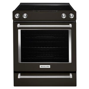 KitchenAid 30 in. 6.4 cu. ft. Oven Slide-In Electric Range with 6 Smoothtop Burners - Black with Stainless Steel, , hires