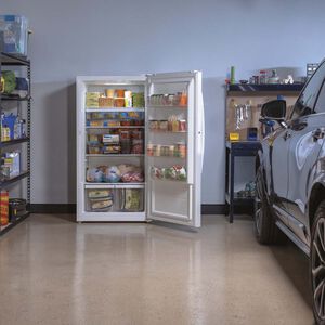 GE 33 in. 17.3 cu. ft. Garage-Ready Upright Freezer with Adjustable Shelves - White, , hires