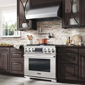 Signature Kitchen Suite 36 in. 6.3 cu. ft. Smart Standard Convection Steam Dual Fuel Range with 2 Sealed & 2 Induction Burners - Stainless Steel, , hires