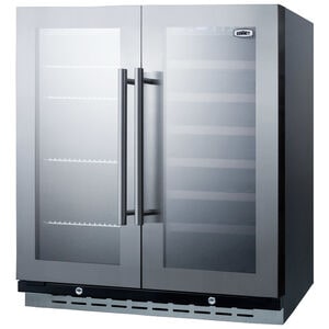 Summit 30 in. Undercounter Wine Cooler with Wood Racks, Dual Temperature Zones & 33 Bottle Capacity - Stainless Steel, , hires