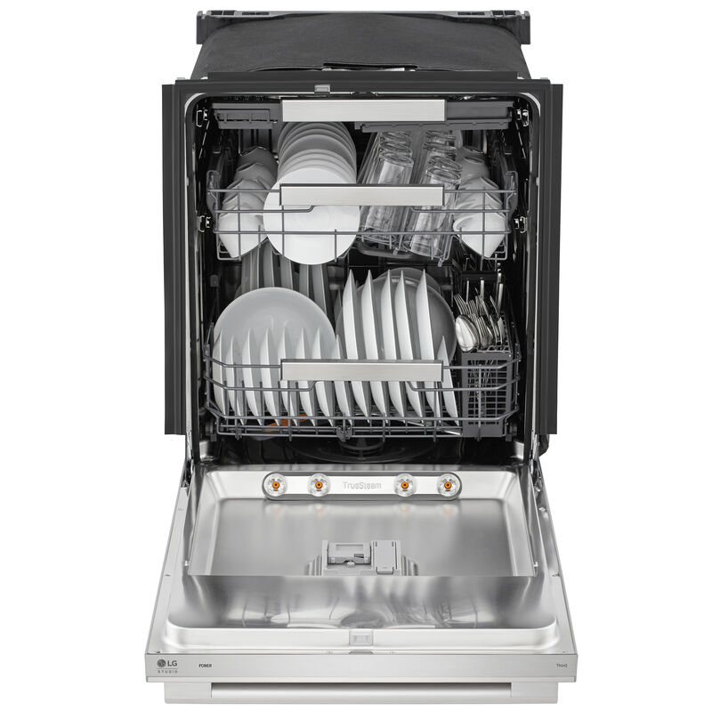 LG Studio 24 in. Top Control Flush-Mount Smart Dishwasher with 39 dBA Sound Level, 3rd Rack & Dynamic Heat Dry with AutoVent Dry - PrintProof Stainless Steel, , hires