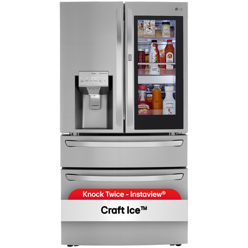 LG InstaView 36 in. 29.5 cu. ft. Smart 4-Door French Door Refrigerator with Ice & Water Dispenser - PrintProof Stainless Steel, PrintProof Stainless Steel, hires