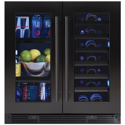 XO 30 in. Built-In/Freestanding 6.6 cu. ft. Compact Beverage/Wine Combo with Pull-Out Shelves & Digital Control - Black Glass | XOU30BWDDGB