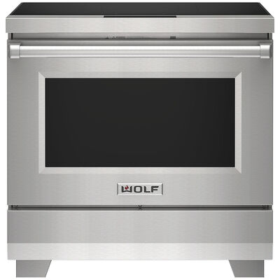 Wolf Professional Series 36 in. 6.3 cu. ft. Convection Oven Freestanding Electric Range with 5 Induction Zones - Stainless Steel | IR36550/S/P