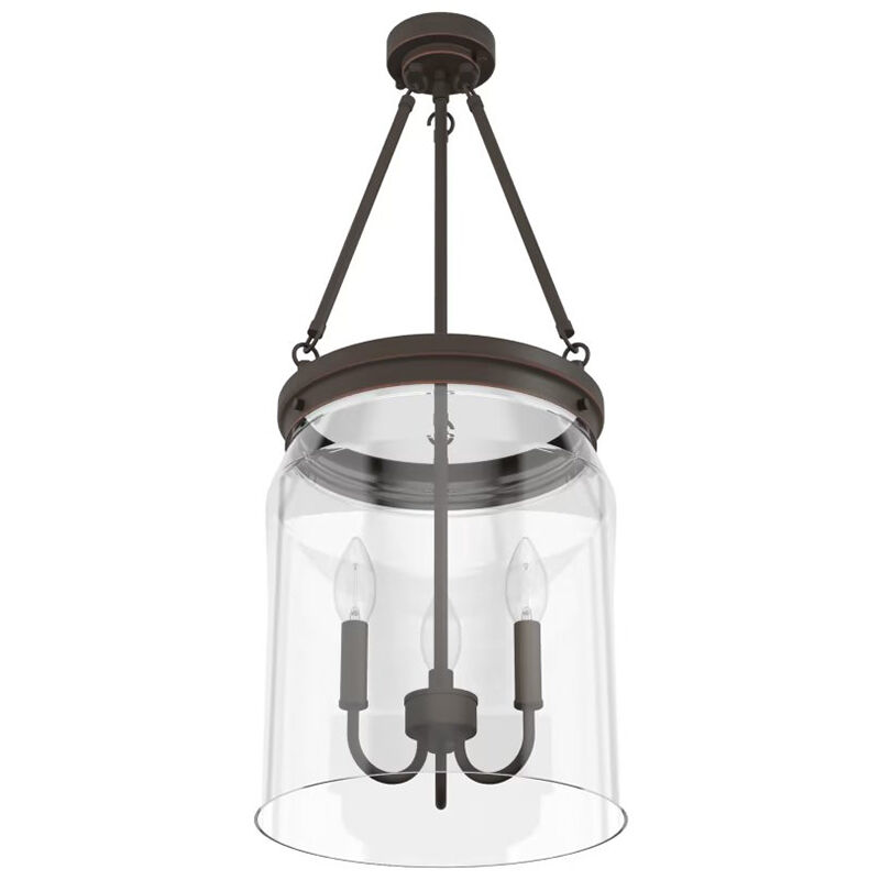 Hunter Devon Park 12 in. 3-Light Pendant with Clear Glass - Onyx Bengal, , hires