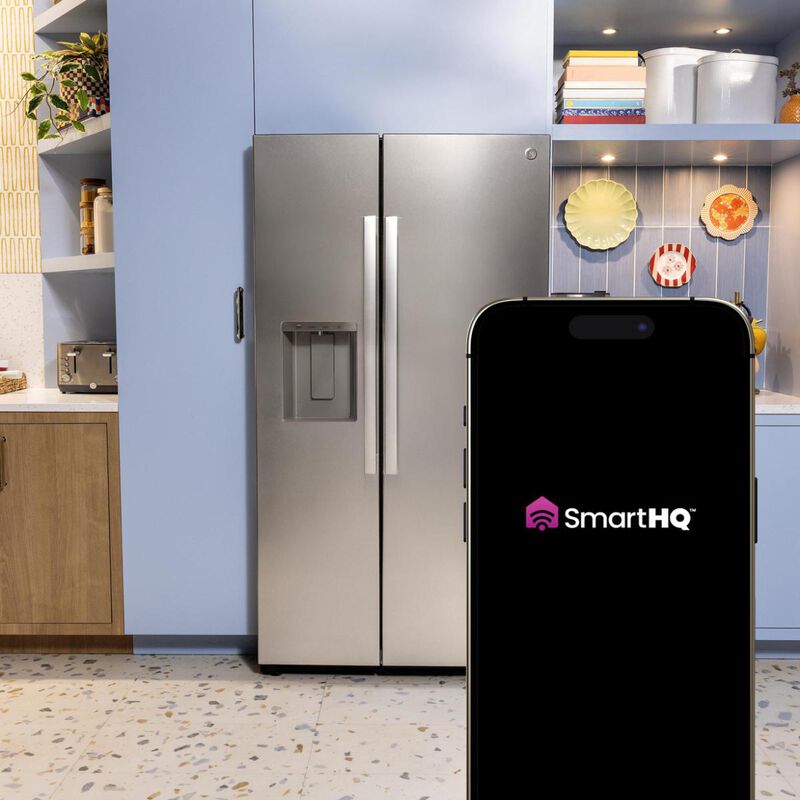 GE 36 in. 23.5 cu. ft. Smart Counter Depth Side-by-Side Refrigerator with Ice & Water Dispenser - Fingerprint Resistant Stainless, , hires