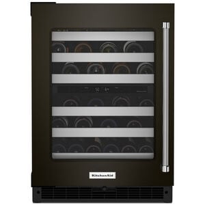KitchenAid 24 in. Undercounter Wine Cooler with Metal Racks, Dual Temperature Zones & 46 Bottle Capacity - Black Stainless Steel, Black Stainless, hires