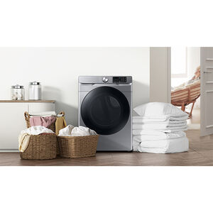Samsung 27 in. 7.5 cu. ft. Smart Stackable Front Load Electric Dryer with Sanitize Cycle & Sensor Dry - Platinum, Platinum, hires