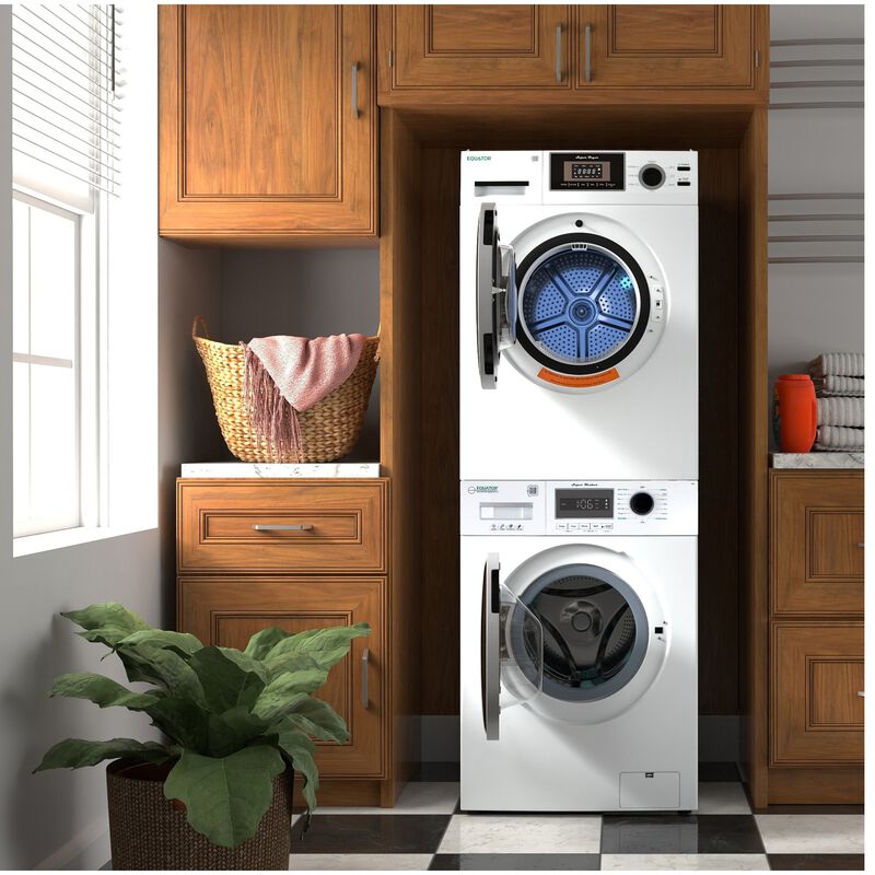 Equator Compact 24 in. 1.57 cu. ft. Electric Front Load Laundry Center with Sensor Dry, Pet & Sanitize Cycle - White, , hires