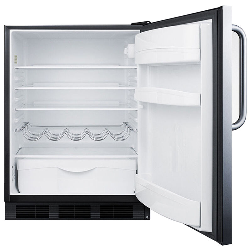 Summit 24 in. 5.5 cu. ft. ADA Compliant Undercounter Refrigerator with Wine Rack & Towel Bar Handle - Stainless Steel, , hires