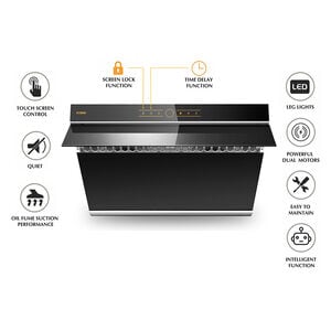 Fotile Slant Vent Series 30 in. Side Vent Range Hood with 3 Speed Settings, 850 CFM, Ducted Venting & 2 LED Lights - Onyx Black, , hires