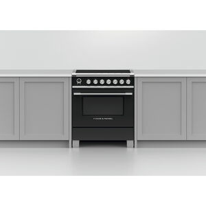Fisher & Paykel Series 9 Classic 30 in. 3.5 cu. ft. True European Convection Electric Range with 4 Induction Burners - Black, , hires