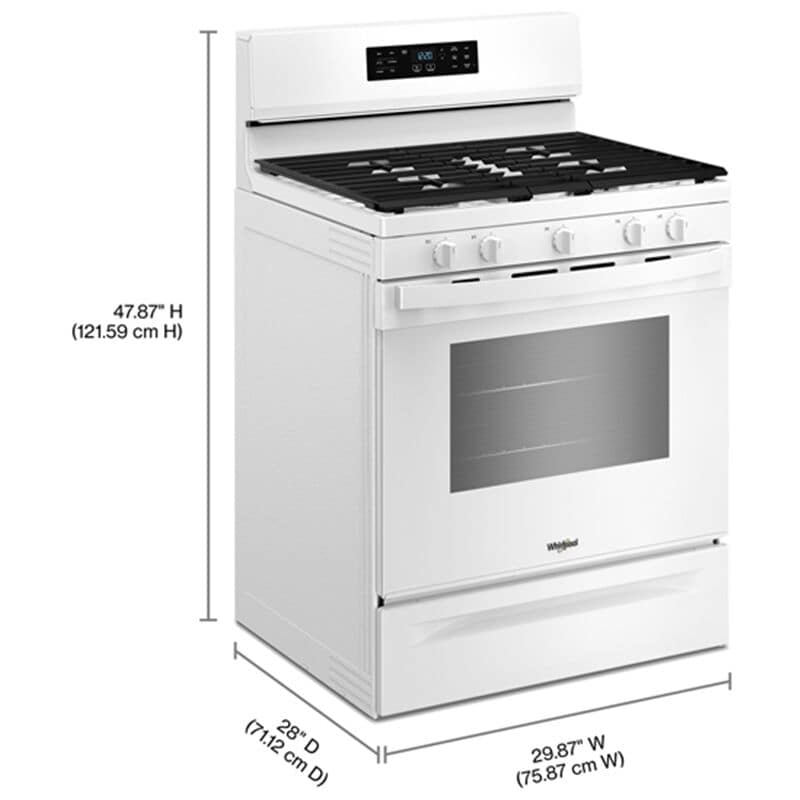 Whirlpool 30 in. 5.0 cu. ft. Air-Fry Standard Convection Gas Range with 5 Sealed Burners - White, , hires