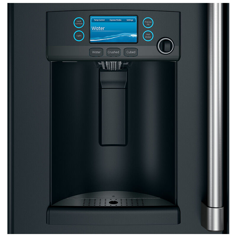 Cafe 36 in. 22.1 cu. ft. Smart Counter Depth French Door Refrigerator with Ice & Water Dispenser - Matte Black, Matte Black, hires