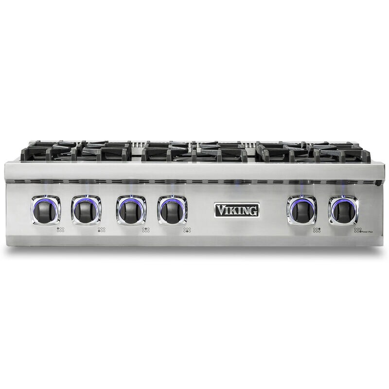 Viking 36 in. 6-Burner Natural Gas Rangetop with Simmer Burner & Power Burner - Stainless Steel, , hires
