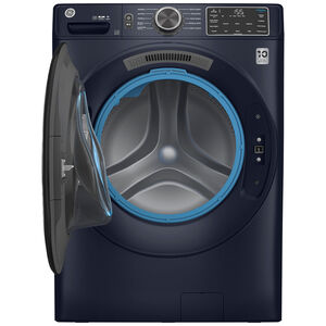 GE 28 in. 4.8 cu. ft. Smart Stackable Front Load Washer with UltraFresh Vent System with OdorBlock, Microban Antimicrobial Technology & Sanitize with Oxi - Sapphire Blue, Sapphire Blue, hires