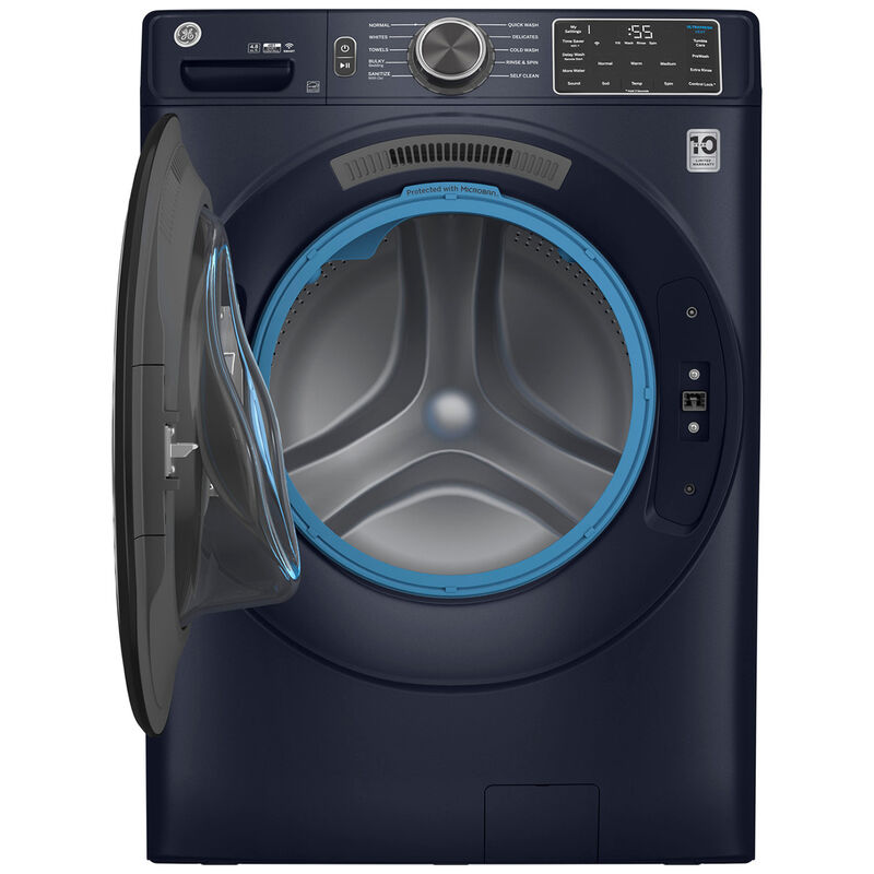 GE 28 in. 4.8 cu. ft. Smart Stackable Front Load Washer with UltraFresh Vent System with OdorBlock, Microban Antimicrobial Technology & Sanitize with Oxi - Sapphire Blue, Sapphire Blue, hires
