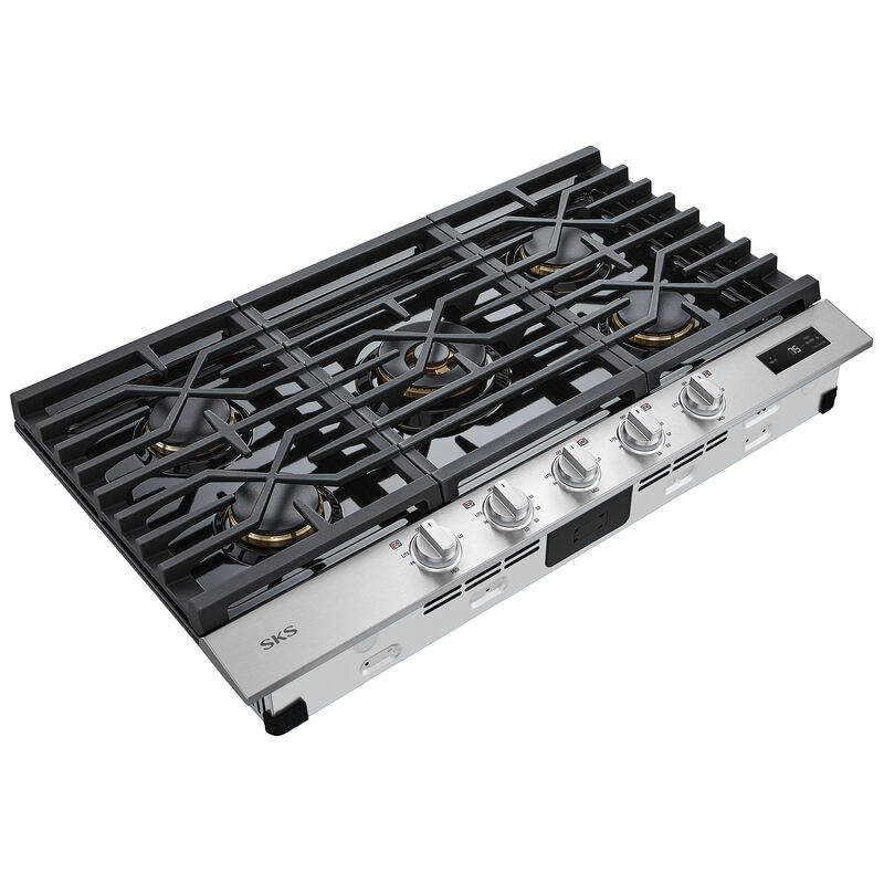 SKS 36 in. 5-Burner Smart Natural Gas Cooktop with Simmer Burner & Power Burner - Stainless Steel, , hires