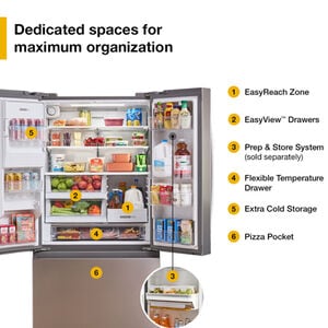 Whirlpool 36 in. 23.4 cu. ft. Smart Counter Depth French Door Refrigerator with Ice & Water Dispenser - Fingerprint Resistant Stainless Steel, , hires