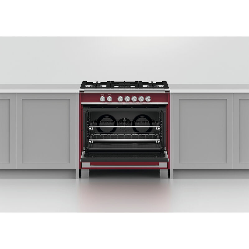 Fisher & Paykel 36 in. 4.9 cu. ft. Convection Oven Freestanding Gas Range with 5 Sealed Burners - Red, , hires