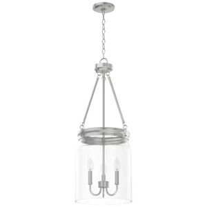 Hunter Devon Park 12 in. 3-Light Pendant with Clear Glass - Brushed Nickel, , hires