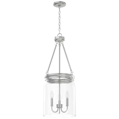 Hunter Devon Park 12 in. 3-Light Pendant with Clear Glass - Brushed Nickel | 19154