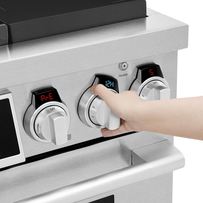 Signature Kitchen Suite 36 in. 6.3 cu. ft. Smart Standard Convection Steam Dual Fuel Range with 2 Sealed & 2 Induction Burners - Stainless Steel, , hires