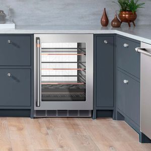 Cafe 24 in. 5.1 cu. ft. Built-In/Freestanding Beverage Center with Pull-Out Shelves & Digital Control - Stainless Steel, Stainless Steel, hires