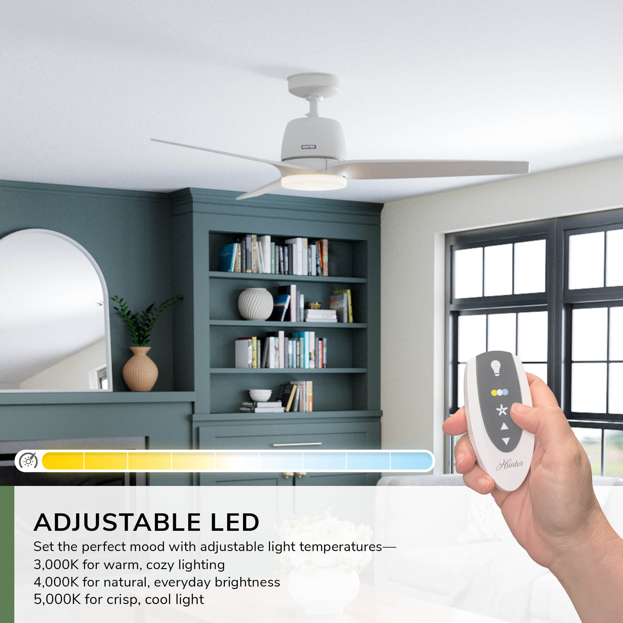 Hunter 52 in. Malden Ceiling Fan with LED Light Kit & Handheld