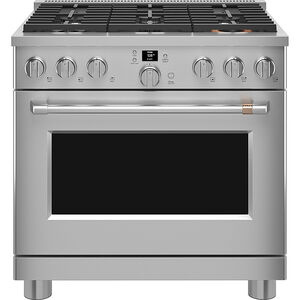Cafe Commercial-Style 36 in. 6.2 cu. ft. Smart Convection Oven Freestanding Gas Range with 6 Sealed Burners - Stainless Steel, Stainless Steel, hires