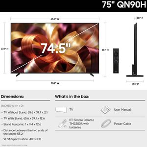 Samsung - 75" Class QN90H Neo QLED 4K UHD Smart Tizen TV, , hires