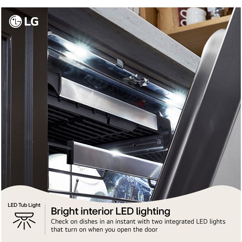 LG 24 in. Top Control Flush-Mount Smart Dishwasher with 42 dBA Sound level, 3rd-Rack, Dynamic Heat Dry with AutoVent Dry & Pocket Handle - Black Stainless Steel, , hires