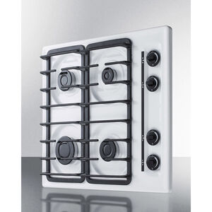 Summit 24 in. 4-Burner Natural Gas Cooktop with Simmer Burner - White, , hires