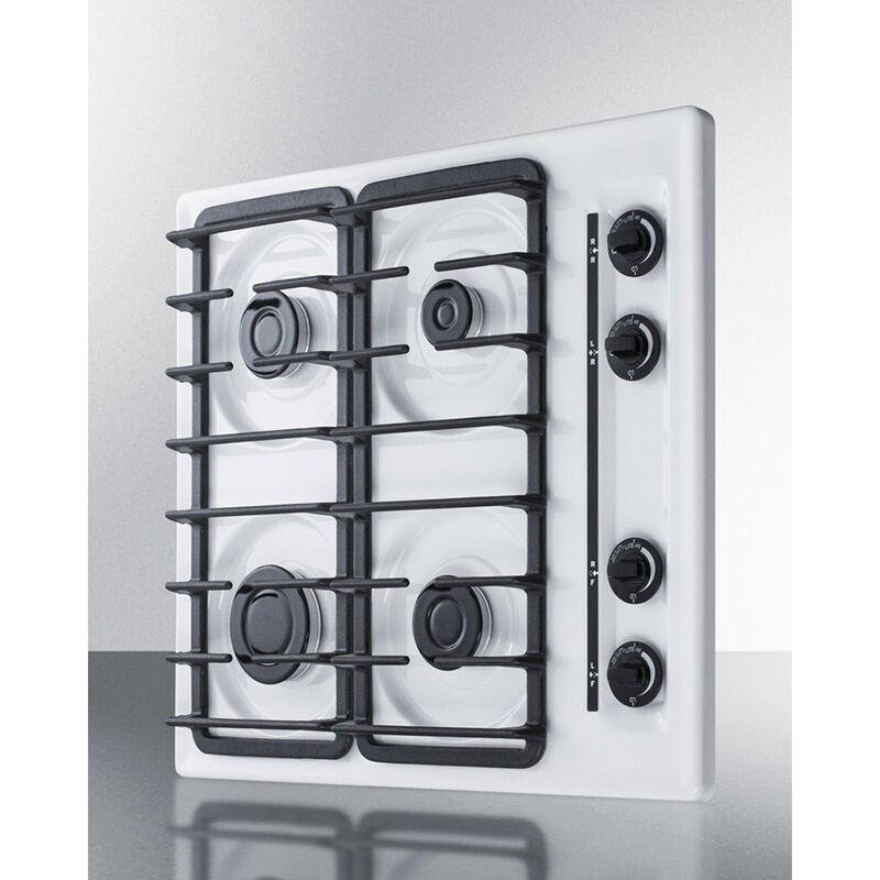 Summit 24 in. 4-Burner Natural Gas Cooktop with Simmer Burner - White, , hires