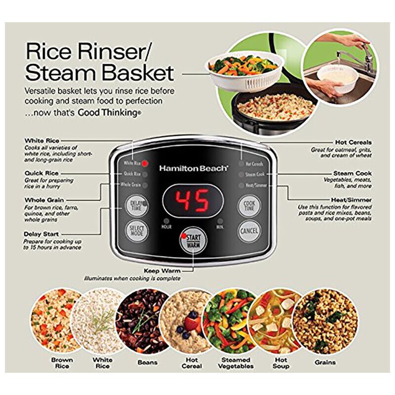 Hamilton Beach 14 Cup Digital Simplicity Rice Cooker, , hires